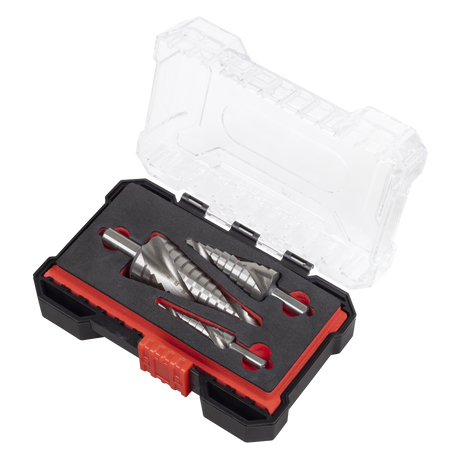 Sealey Spiral Flute HSS 4341 Step Drill Bit Set 3pc additional view