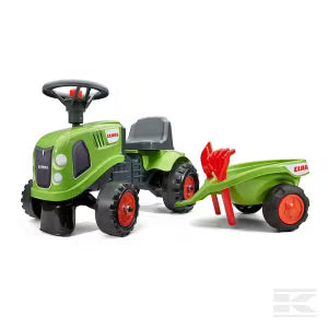 Falk F212C Baby Claas Ride-On Tractor with Trailer, Rake & Shovel