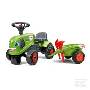 Falk F212C Baby Claas Ride-On Tractor with Trailer, Rake & Shovel