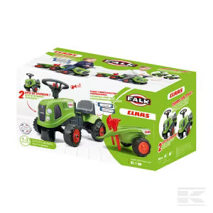 Falk F212C Baby Claas Ride-On Tractor with Trailer, Rake & Shovel
