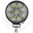 Round 20W LED work light with switch, front view