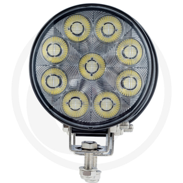 Round 20W LED work light with switch, front view