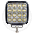 Square 20W LED work light with switch, front view