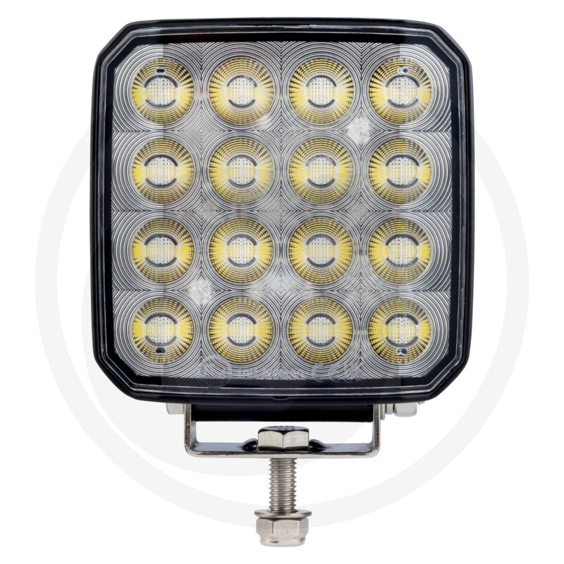 Square 20W LED work light with switch, front view