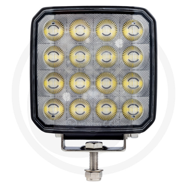 Square 20W LED work light with switch, front view