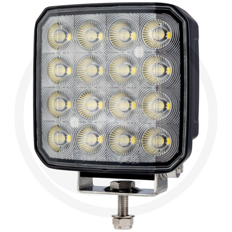 Square 20W LED work light, side view