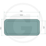 John Deere-fit 20W rectangular LED work light, technical diagram