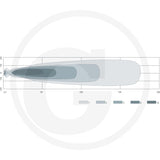 John Deere-fit 30W oval LED work light, dimensions diagram