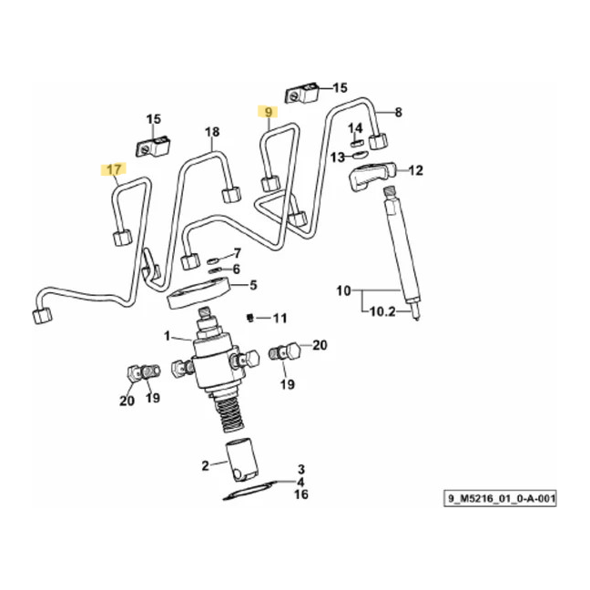 SDF 0.013.0363.3 Injection tube (fuel injector feed tube) Deutz‑Fahr / SAME / Lamborghini