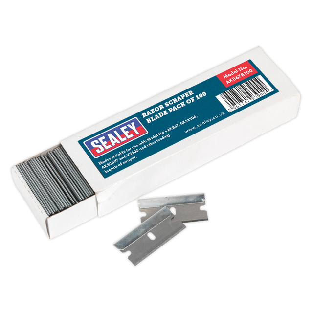 Sealey AK867B100 pack of 100 razor scraper blades