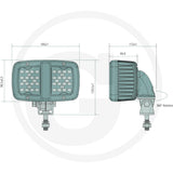 50W LED work light dimensions drawing