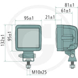 86W LED work light dimensions drawing
